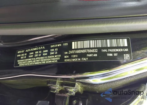 2024 Alfa Romeo Giulia Ti Rwd z USA, uszkodzony, nr VIN ZARFAMBN8R7684832